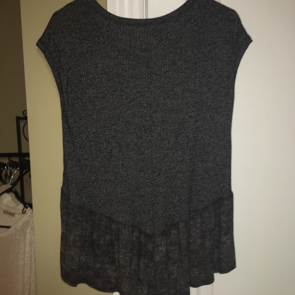 Grey Sweater Top with Lace Detail